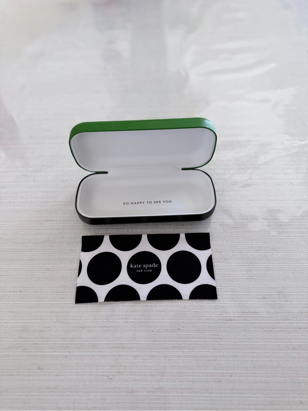 kate spade Green and Black Eyeglass Case with polka dot cloth - Picture 8 of 8